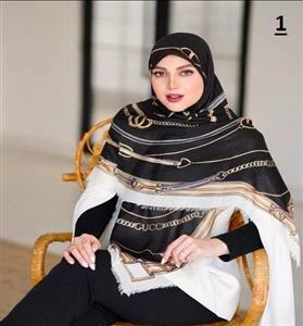 روسری نخی سفید مشکی
