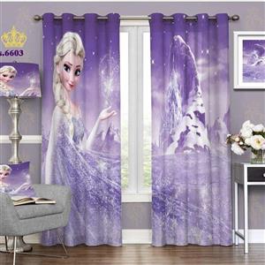 پرده اتاق کودک دخترانه دو فقره پانچ طرح فروزن السا کد S6603