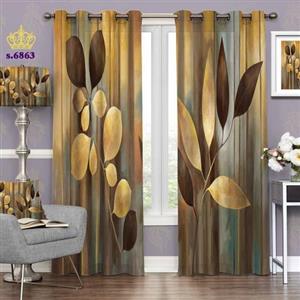 پرده پذیرایی دو قواره پانچ طرح شاخ و برگ کد S6863