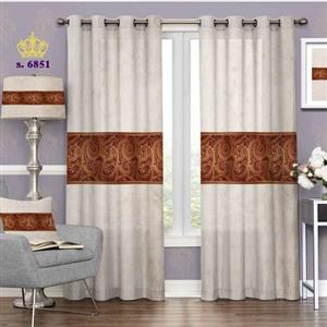 پرده پذیرایی دو قواره پانچ اسلیمی طرح حاشیه بته جقه کد S6851