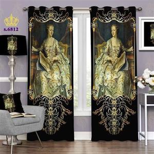 پرده پذیرایی دو قواره پانچ کلاسیک طرح نقاشی کلاسیک کد S6812