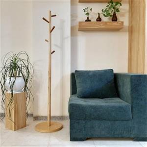 چوبلباسی ایستاده چوبی مدل سپیدار رنگ طبیعی چوب