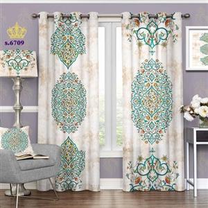 پرده پذیرایی دو قواره پانچ اسلیمی طرح پیچک تو خالی کد S6709