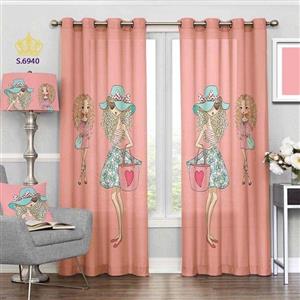 پرده اتاق خواب کودک دخترانه دو قواره پانچ طرح فشن کد S6940