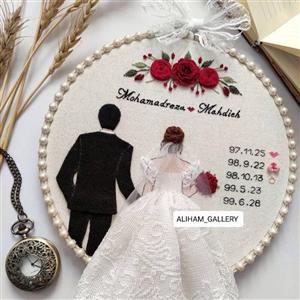 دیوارکوب گلدوزی عروس داماد