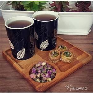 🔴 سینی مربع با جای فنجان یا سس