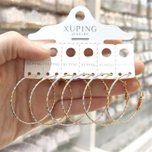 گوشواره زنانه ژوپینگ حلقه ای دورنگ رنگ ثابت و ضد حساسیت