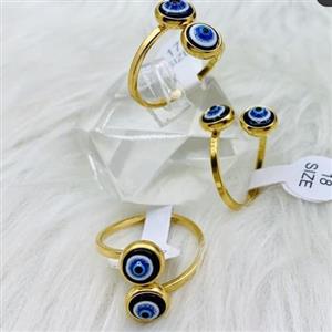 انگشتر استیل طلایی فری سایز چشم نظر موجود