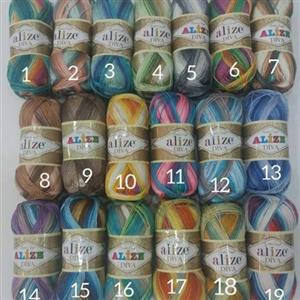 کاموا آلیز دیوا اسپرت نازک 100گرم با متراژ بالا 350متر براق و باکیفیت با طرحهای شیک و جذاب