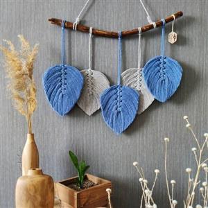 دیوارکوب مکرومه طرح برگ آبی