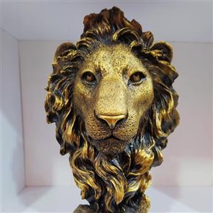 مجسمه دکوری تندیس کله شیر طلائی