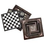 چهار بازی خاطره انگیز و جذاب تخته ای لیزری چوبی شامل منچ - مارپله -دوز و شطرنج