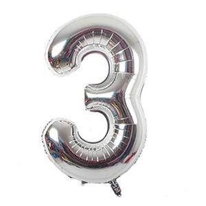 بادکنک فویلی نقره ای عدد 3