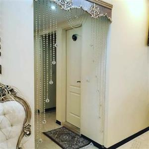 پرده کریستالی سفید مدل شال دار