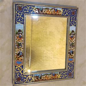 آینه مینیاتور طرح چوگان( شکارگاه)28 در 34 