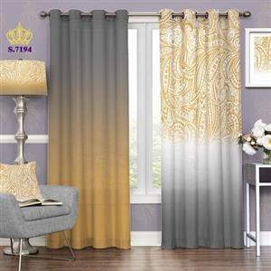 پرده پذیرایی دو قواره پانچ اسلیمی طرح بته جقه زمینه رنگی کد S7194