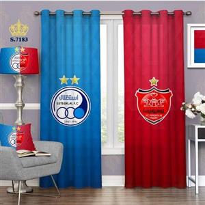 پرده اتاق خواب کودک دو قواره پانچ ورزشی طرح پرسپولیس و استقلال کد S7183