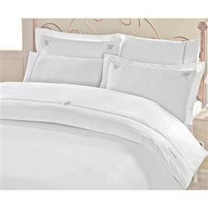 ست ملحفه کاتن باکس مدل Classic Guher Beyaz  دو نفره 6 تکه