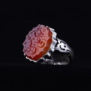 انگشتر مردانه عقیق شمسه نقش السلام علی الحسین اصل ( انگشتر نقره مردانه )