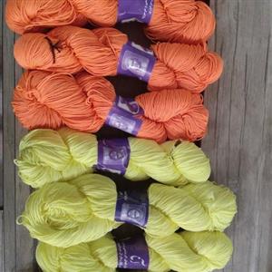 کاموا مرسریزه آنا رنگ نارنجی و زرد لیمویی 100 گرمی