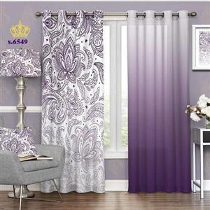 پرده پذیرایی دو قواره پانچ اسلیمی طرح بته جقه زمینه رنگی کد S6549
