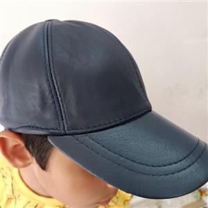 کلاه آفتابی چرم سورمه ای کلاه نقابدار چرم سناباد