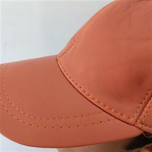 کلاه آفتابی چرم نارنجی کلاه نقابدار چرم سناباد 