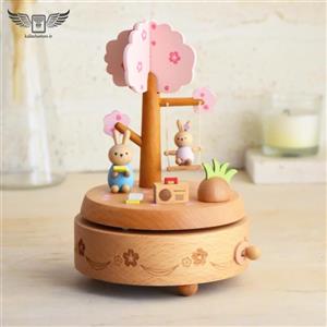جعبه موزیکال فانتزی چوبی طرح فلامینگو