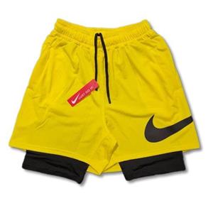 شلوارک ورزشی کشاله دار NIKE زرد مشکی
