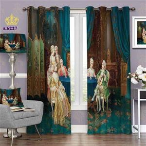 پرده پذیرایی دو قواره پانچ کلاسیک طرح سلطنتی کد S6227
