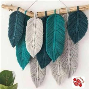 دیوارکوب دکوراتیو مکرومه بافی طرح برگ