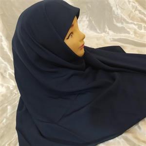 مقنعه خبرنگاری کرپ رنگ سورمه‌ای
