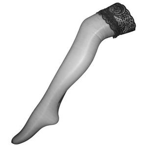 جوراب بالای زانوی شیشه ای ژله گیپور دار مشکی غرفه نازکپا ساق بلند 