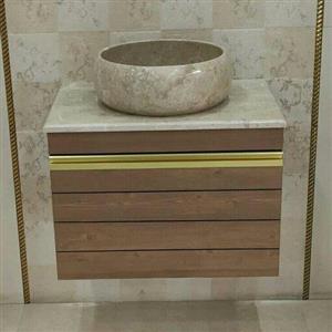 روشویی کابینتی سنگی طرح چوب پی وی سی سایز40در60