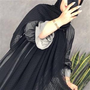 شال حریر منگوله دار مزونی مشکی در طر ح های مختلف