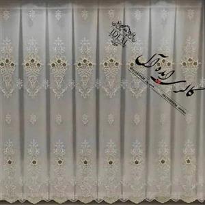 پرده تور فلت گل برجسته ترک به همراه آستر ساتن براق پلیسه شده جنس درجه 1