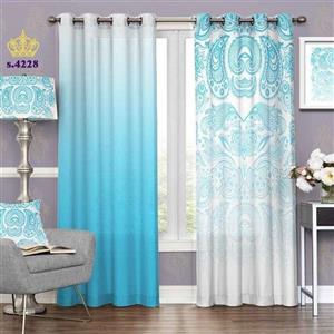 پرده پذیرایی دو قواره پانچ اسلیمی طرح بته جقه زمینه رنگی کد S4228