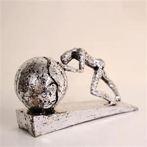 مجسمه انسان و زمین  (پلی استر) نقره ای