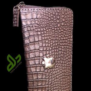 کیف پول زنانه طبله بادبزنی دور زیپ دستدوز چرمی برند یاهیا چرم