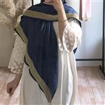 روسری زنانه مزونی هلنسا مدل نواردوزی شده جنس کرپ نخ () رنگ آبی