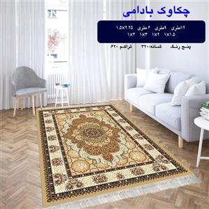 گلیم ماشینی کاشان طرح چکاوک بادامی6متری