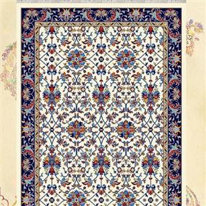 گلیم فرش ماشینی کاشان طرح افشان کِرِم 4متری(1،5×2،25)