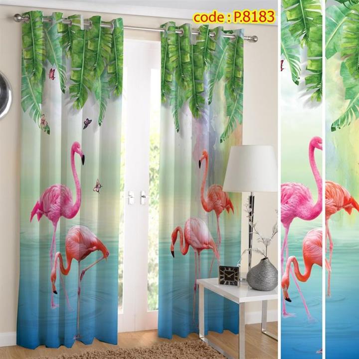 پرده پذیرایی دو قواره پانچ منظره طرح فلامینگو کد P8183