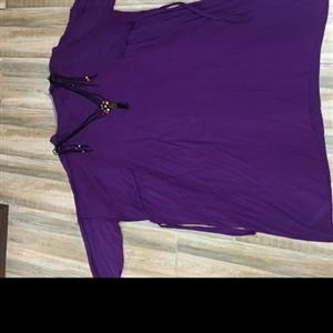 مانتو نخی بارداری فری سایز در دو رنگ مشکی و بنفش سنگشور شده و بدون ابرفت