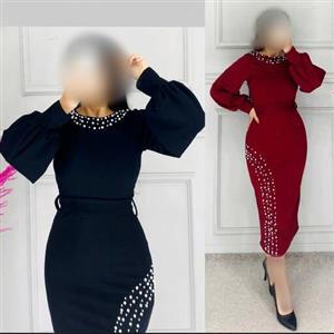 پیراهن لباس مجلسی کوتاه جدید مروارید دوزی سایز 36 و 38 مشکی آیناز