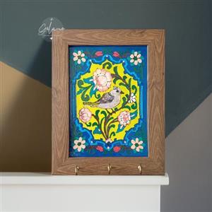 جاکلیدی دیواری ویترای طرح گل و مرغ