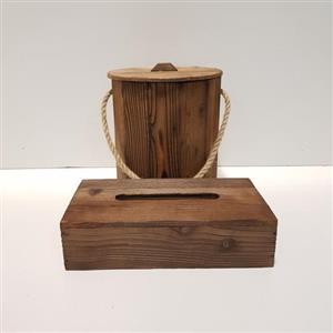 سطل و جادستمال کاغذی چوبی 200 برگ قهوه ای( مستقیم از تولید کننده)