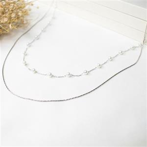 گردنبند زنانه استیل دو زنجیره ماری و مروارید کد5782