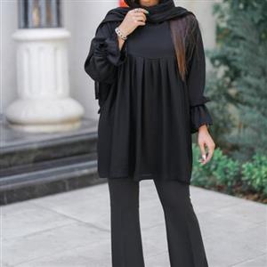 مانتو مشکی.جنس کرپ حریر.آستین کش دار