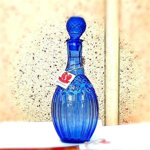 بطری قرابه.شیشه🌞.آبی خورشیدی 🌞باحجم یک لیتر کاملا دست ساز فوتی تولید شده با بلورآبی عیارشده کبالتی بسیار زیبا